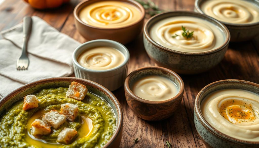 Variantes de crème de brocoli et pommes de terre