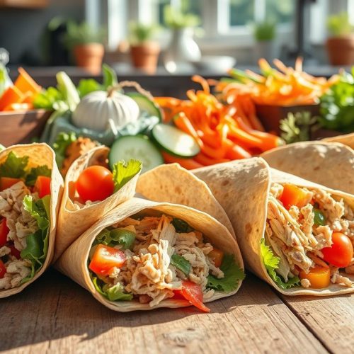 Variantes de wraps à la dinde et crudités