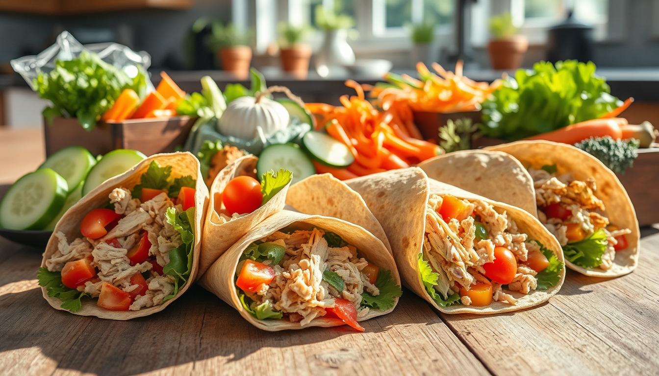 Variantes de wraps à la dinde et crudités