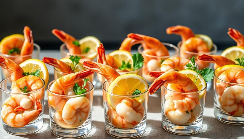 Verrines apéritives aux crevettes variées