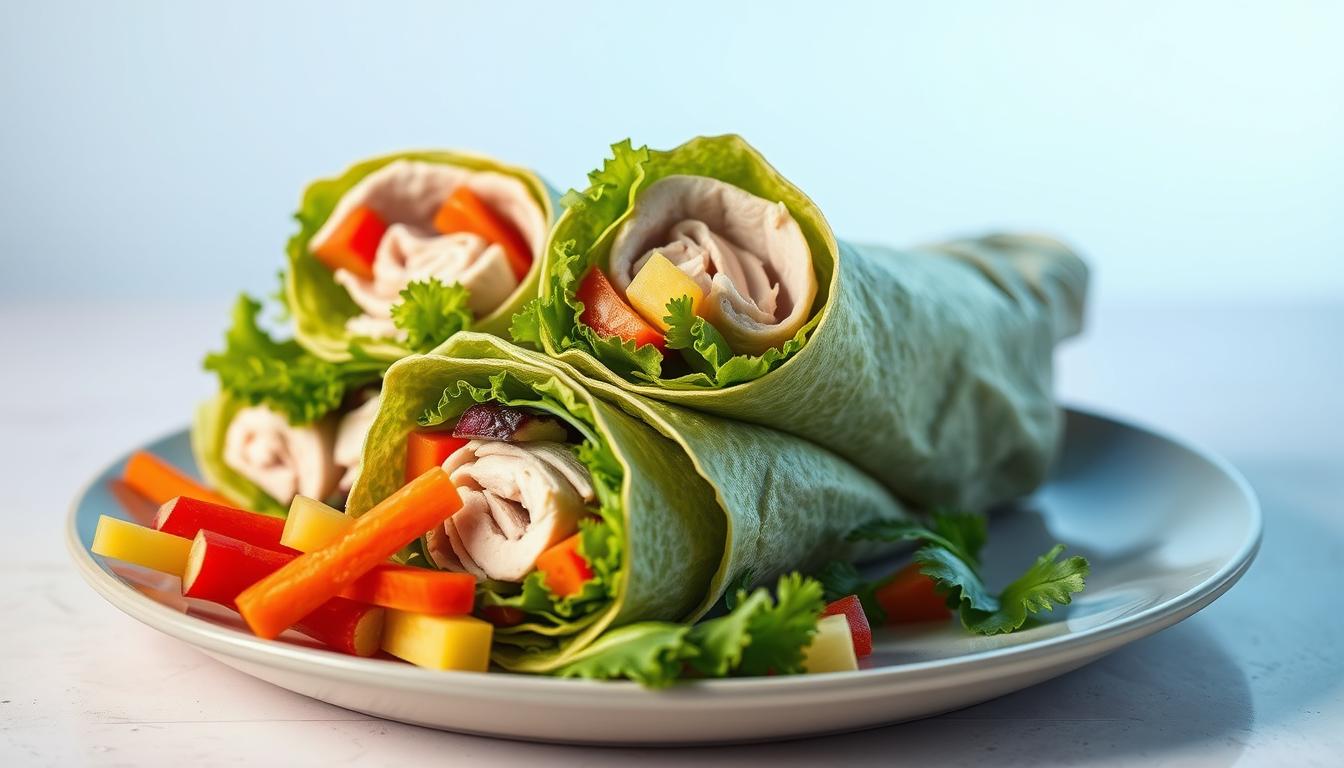 Wraps à la dinde et crudités repas santé
