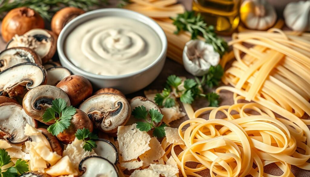 Ingrédients pour pâtes crémeuses Ingrédients pour pâtes crémeuses