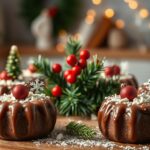 Mini bûches au chocolat – version individuelle, décor sapin ou neige.