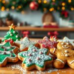 Sablés décorés de Noël – sapins, étoiles, bonhommes.