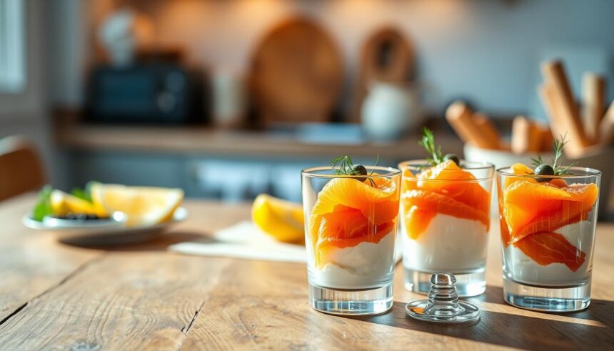 Verrines de saumon fumé et fromage frais